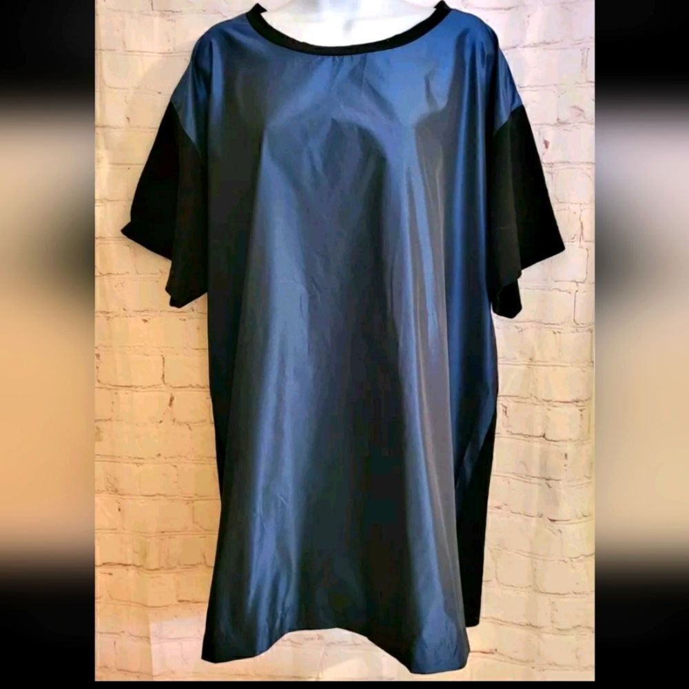 NWT Maria Calderara Black Knit/ Indigo Blue Oversized Tunic Sz. Large/MC 4 $648